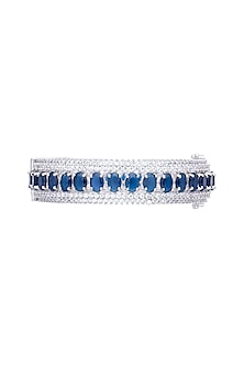 White gold plated sapphire and zircon bangle