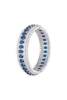 White gold plated sapphire and zircon bangle