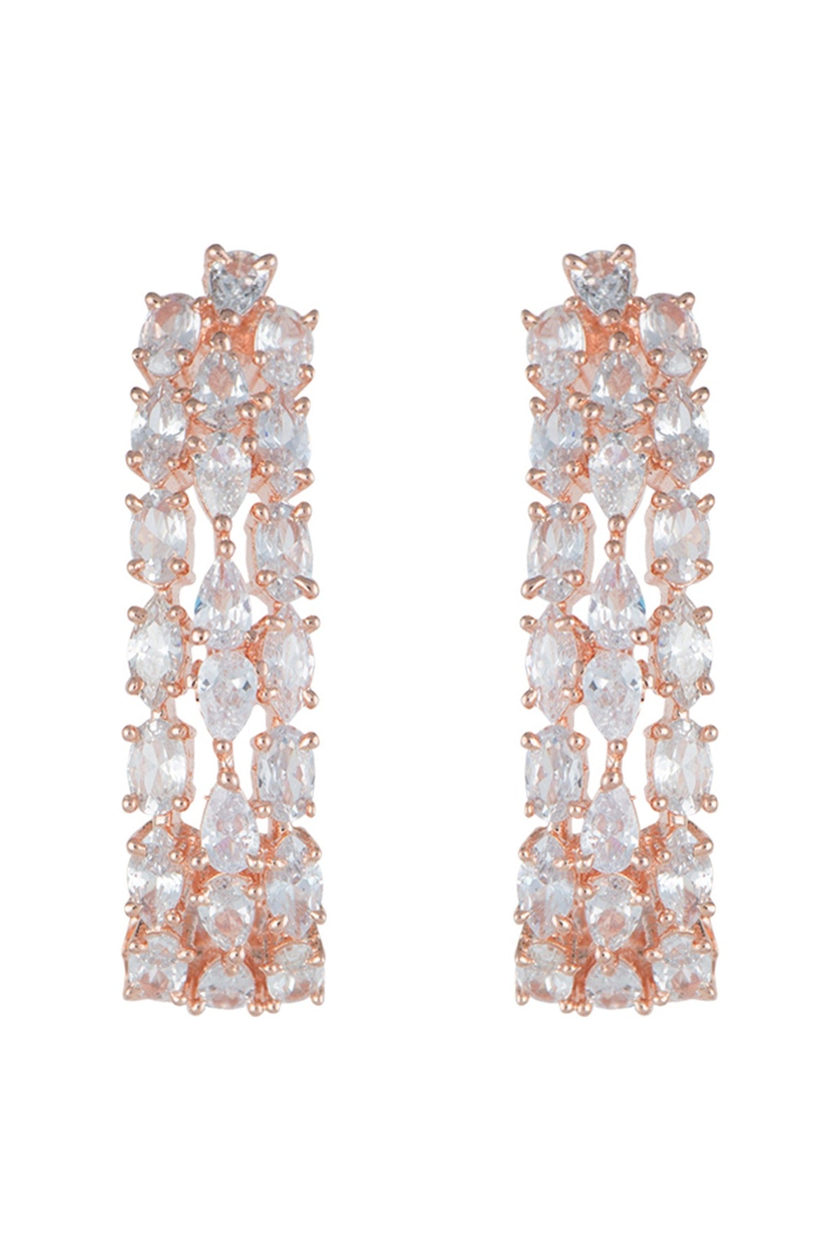 Rose Gold Plated Faux Diamonds Earrings