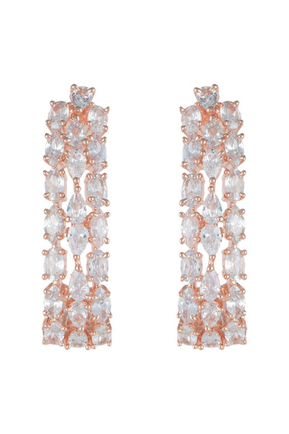 Rose Gold Plated Faux Diamonds Earrings