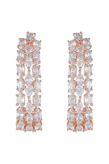Rose Gold Plated Faux Diamonds Earrings