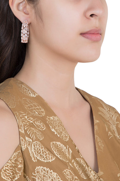 Rose Gold Plated Faux Diamonds Earrings