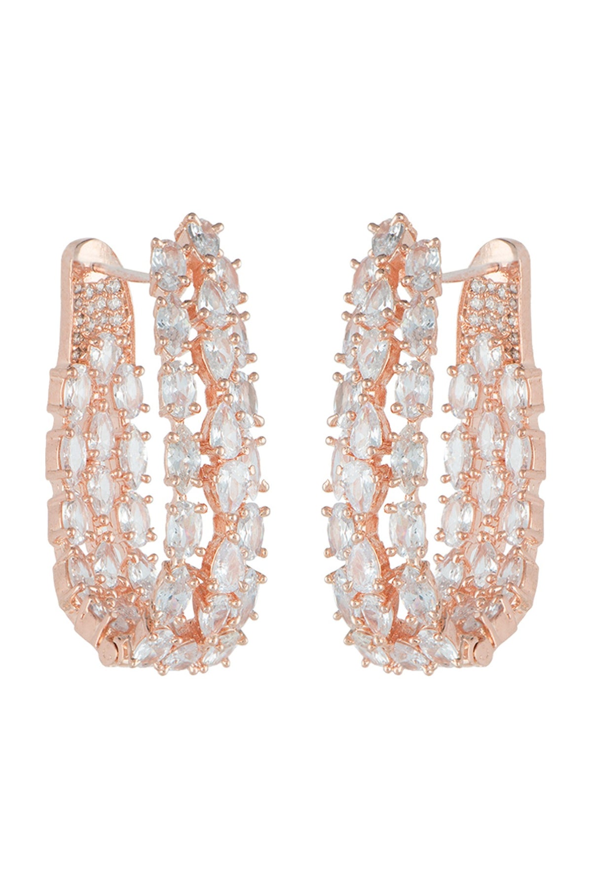 Rose Gold Plated Faux Diamonds Earrings