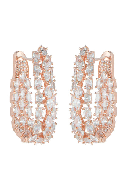 Rose Gold Plated Faux Diamonds Earrings