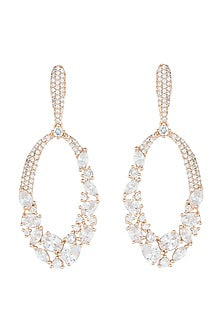 Rose Gold Plated Faux Diamonds Dangler Earrings