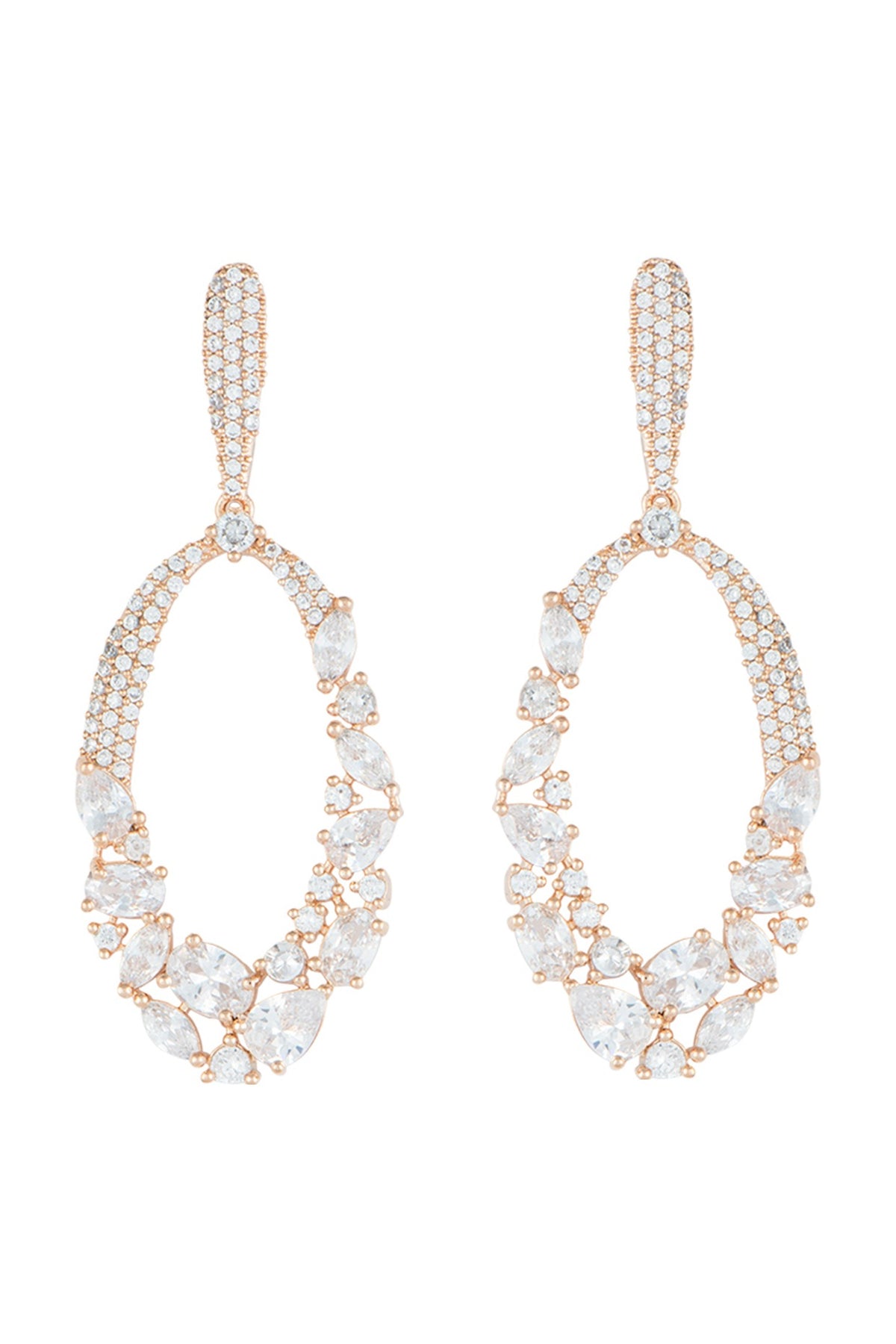 Rose Gold Plated Faux Diamonds Dangler Earrings