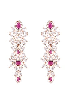 Rose Gold Plated Faux Diamond & Ruby Earrings