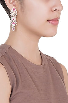 Rose Gold Plated Faux Diamond & Ruby Earrings