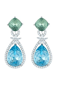 White Rhodium Plated Faux Diamond & Topaz Earrings