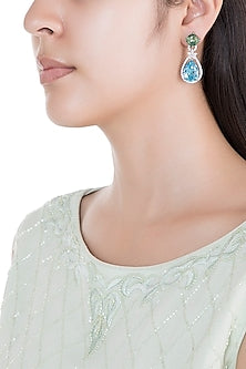 White Rhodium Plated Faux Diamond & Topaz Earrings