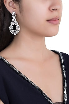 Silver Plated Faux Diamond Long Dangler Earrings