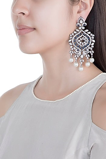 Silver Plated Faux Diamond Earrings