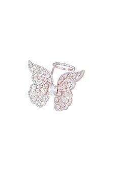Rose gold plated faux diamond and zircon ring