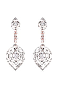 Rose gold plated faux diamond long earrings