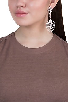 Rose gold plated faux diamond long earrings