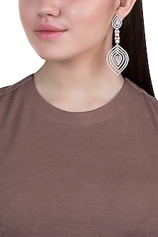 Rose gold plated faux diamond long earrings