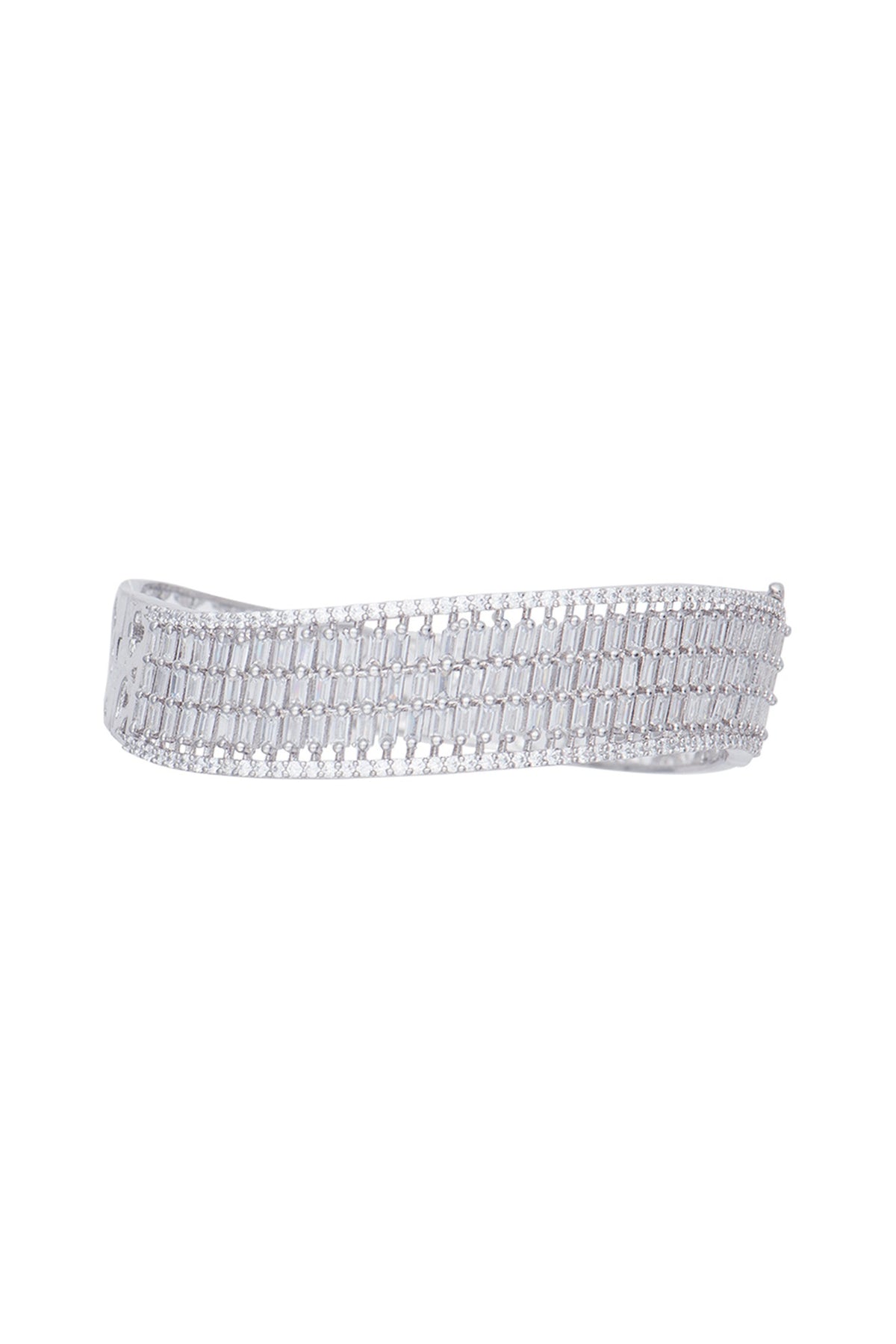 White gold plated baguette bangle