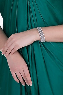 White gold plated baguette bangle