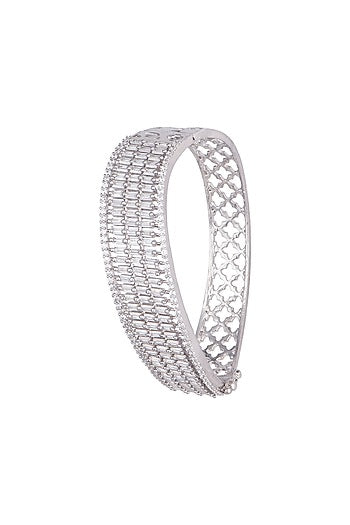 White gold plated baguette bangle