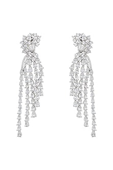 White rhodium plated zircon earrings
