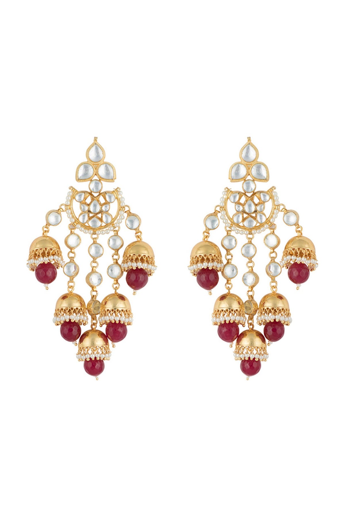 Gold plated faux kundan long earrings