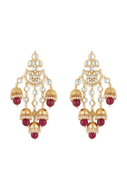 Gold plated faux kundan long earrings