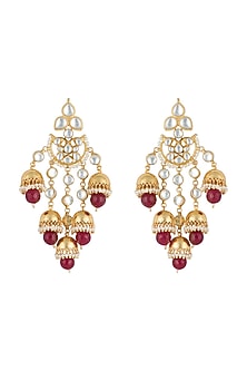 Gold plated faux kundan long earrings