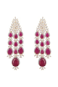 Silver plated faux diamond and ruby earrings