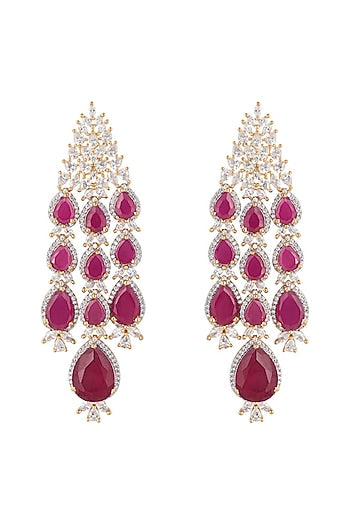 Silver plated faux diamond and ruby earrings