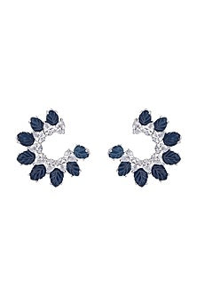 Silver plated faux diamond and sapphire earrings