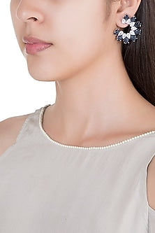 Silver plated faux diamond and sapphire earrings