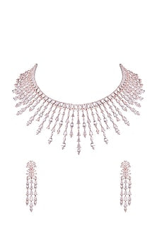 Silver plated faux diamond necklace set
