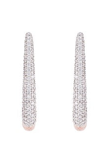 Rose gold plated faux diamond hoop earrings