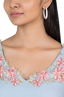 Rose gold plated faux diamond hoop earrings