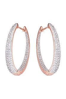 Rose gold plated faux diamond hoop earrings