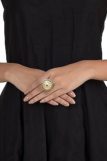 Gold plated faux kundan ring