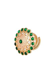 Gold plated faux kundan ring