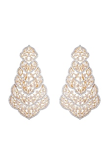 Gold plated faux diamond long earrings