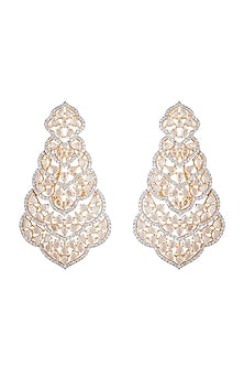 Gold plated faux diamond long earrings