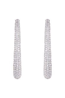 Silver plated faux diamond hoop earrings