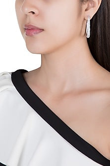 Silver plated faux diamond hoop earrings