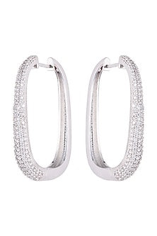 Silver plated faux diamond hoop earrings