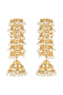 Gold plated faux kundan long earrings