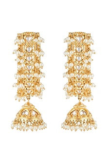 Gold plated faux kundan long earrings