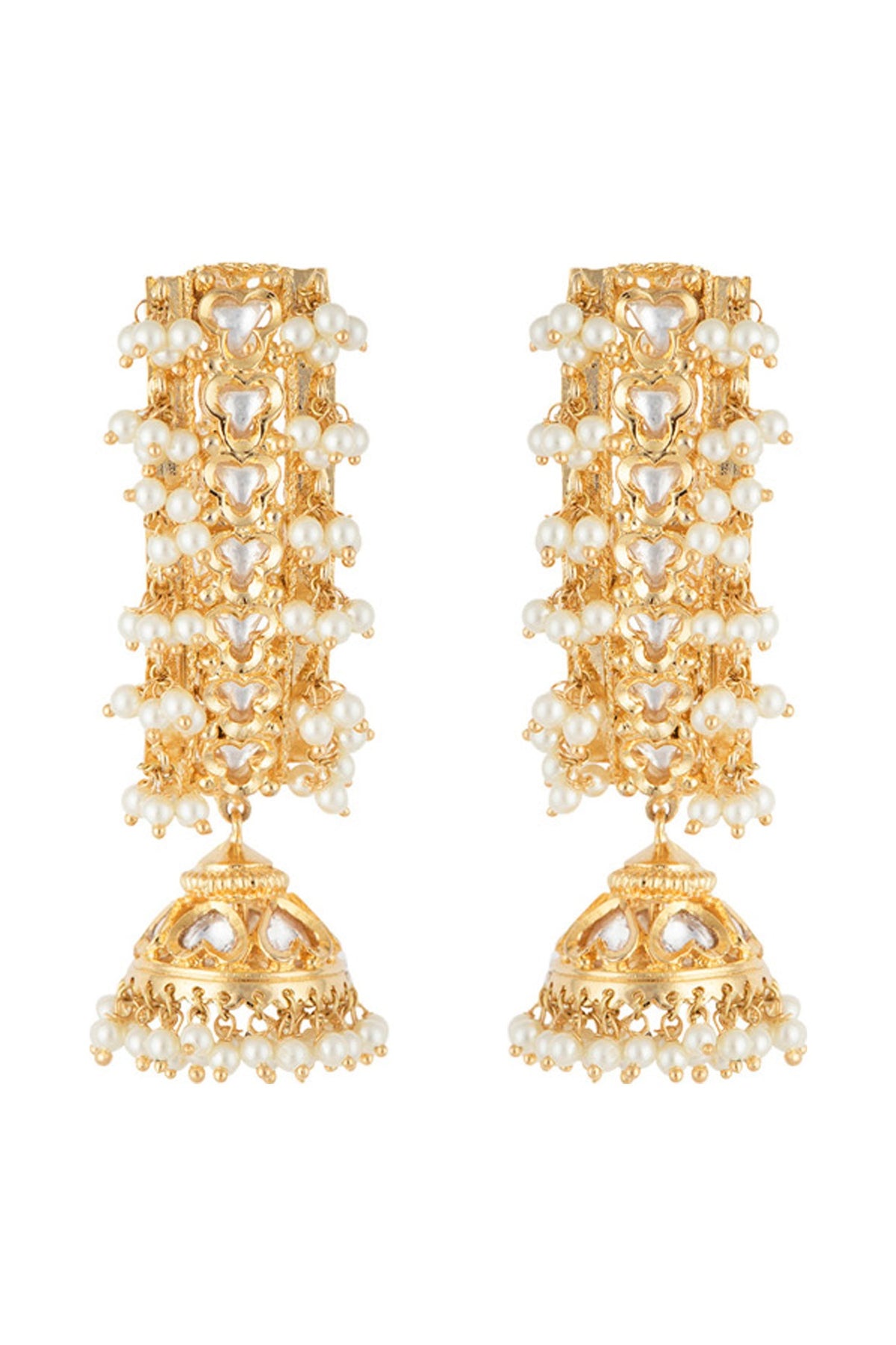Gold plated faux kundan long earrings