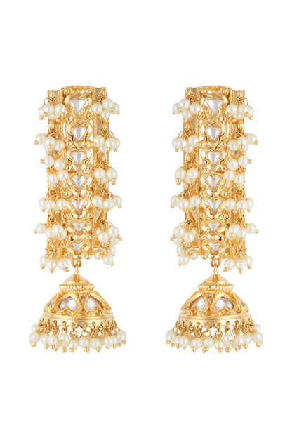 Gold plated faux kundan long earrings