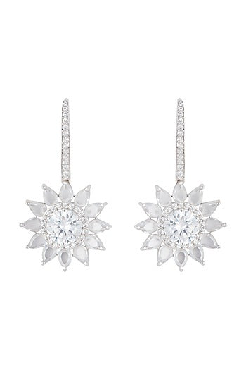 Silver plated diamond earrings