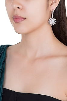 Silver plated diamond earrings