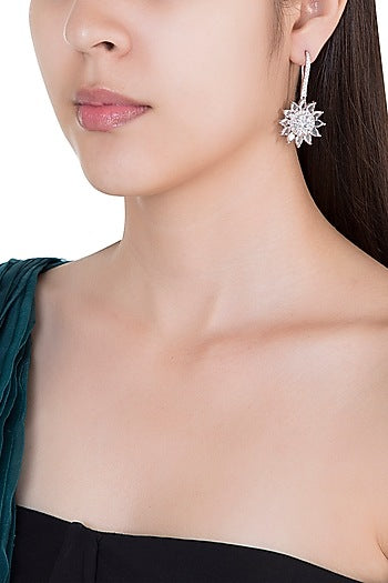 Silver plated diamond earrings