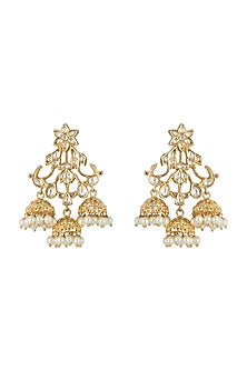 Gold plated faux kundan chandbali earrings